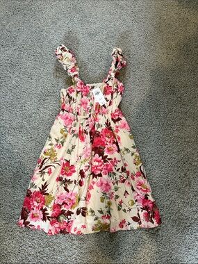 Abercrombie & Fitch Pink Floral Ruffle Strap Sundress on Cream